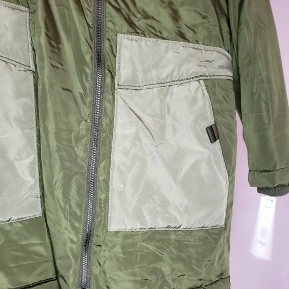 NWT Aqua Puffer Coat Anorak Army Green Hooded Coat Size S‎ - Picture 10 of 14
